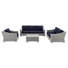 Modway Conway 4-Piece Outdoor Patio Wicker Rattan Furniture Set  