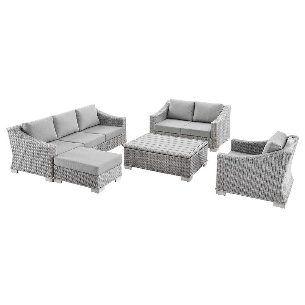 Modway Conway 5-Piece Outdoor Patio Wicker Rattan Furniture Set  