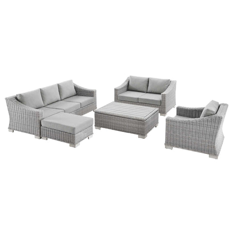 Modway Conway 5-Piece Outdoor Patio Wicker Rattan Furniture Set  
