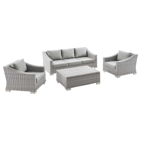 Modway Conway 4-Piece Outdoor Patio Wicker Rattan Furniture Set EEI-5095