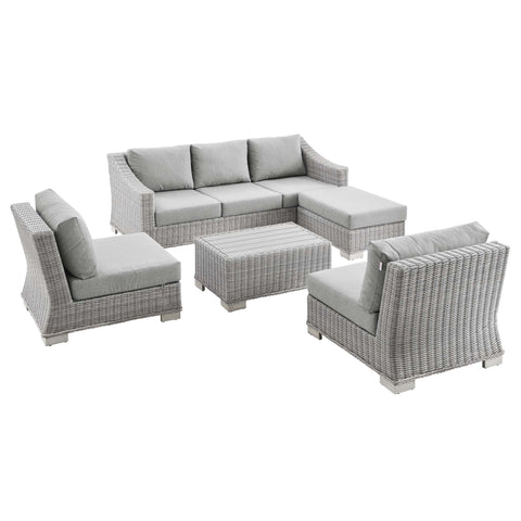 Modway Conway 5-Piece Outdoor Patio Wicker Rattan Furniture Set EEI-5097