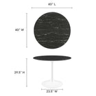 Modway Lippa 40" Round Faux Marble Dining Table