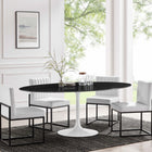 Modway Lippa 78" Oval Faux Marble Dining Table