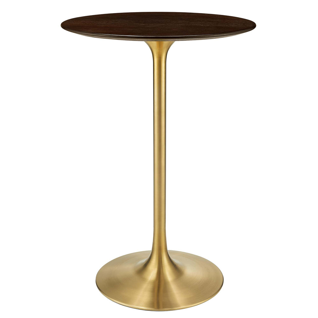 Modway Lippa 28" Round Cherry Walnut Wood Bar Table  