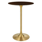 Modway Lippa 28" Round Cherry Walnut Wood Bar Table  
