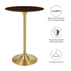Modway Lippa 28" Round Cherry Walnut Wood Bar Table