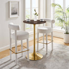 Modway Lippa 28" Round Cherry Walnut Wood Bar Table