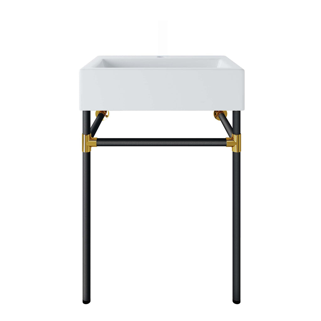 Modway Redeem 24" Wall-Mount Black Stainless Steel Bathroom Vanity  
