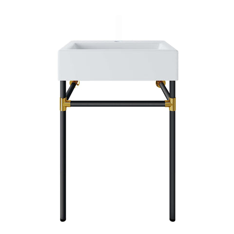 Modway Redeem 24" Wall-Mount Black Stainless Steel Bathroom Vanity  