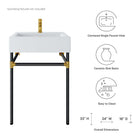 Modway Redeem 24" Wall-Mount Black Stainless Steel Bathroom Vanity