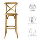 Modway Gear Bar Stool - Wood Seat