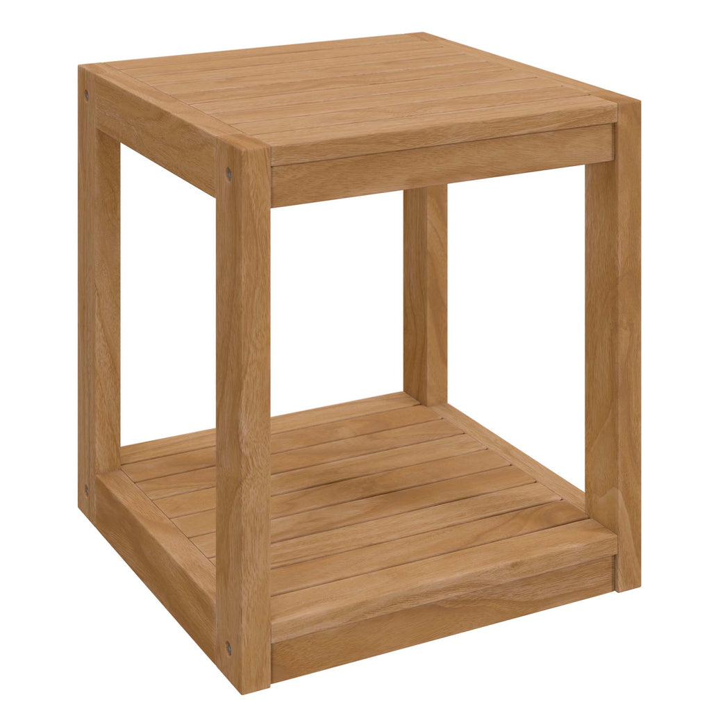 Modway Carlsbad Teak Wood Outdoor Patio Side Table  