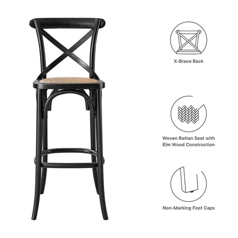 Modway Gear Bar Stool - Rattan Seat