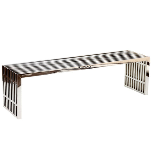 Modway Gridiron Large Stainless Steel Bench  