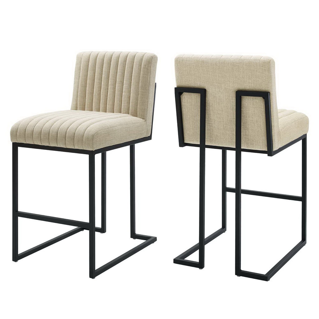 Modway Indulge Channel Tufted Fabric Counter Stools Set of 2  