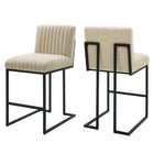 Modway Indulge Channel Tufted Fabric Counter Stools Set of 2  