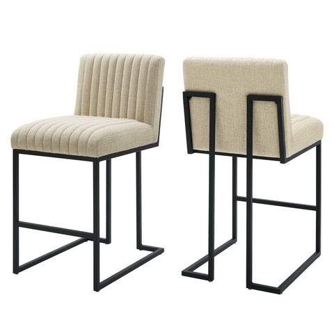 Modway Indulge Channel Tufted Fabric Counter Stools Set of 2  