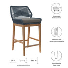 Modway Wellspring Outdoor Patio Teak Wood Bar Stool