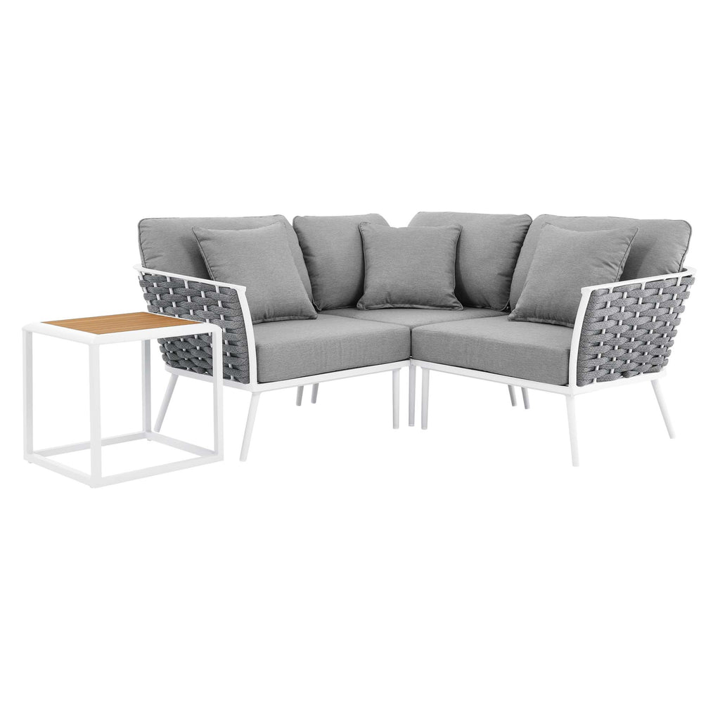 Modway Stance 4 Piece Outdoor Patio Aluminum Sectional Sofa Set  