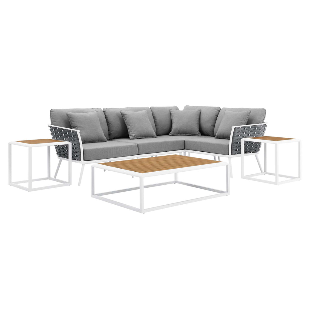 Modway Stance 7 Piece Outdoor Patio Aluminum Sectional Sofa Set  