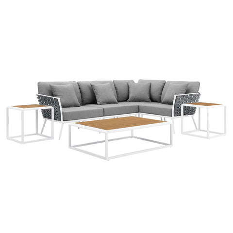 Modway Stance 7 Piece Outdoor Patio Aluminum Sectional Sofa Set  