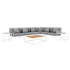 Modway Stance 9 Piece Aluminum Outdoor Patio Aluminum Sectional Sofa Set  