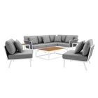 Modway Stance 9 Piece Aluminum Outdoor Patio Aluminum Sectional Sofa Set