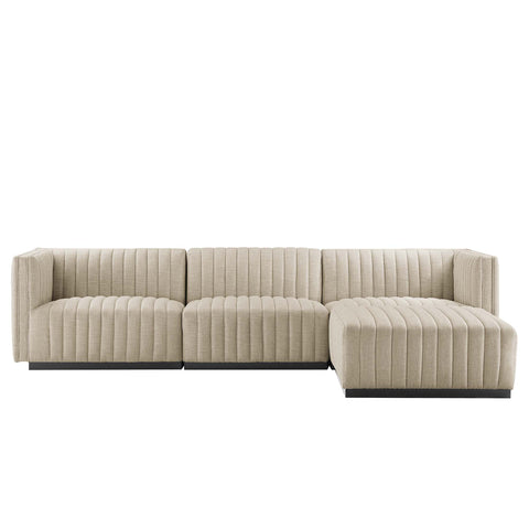 Modway Conjure 4-Piece Channel Tufted Upholstered Fabric Sectional Sofa  