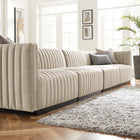 Modway Conjure 4-Piece Channel Tufted Upholstered Fabric Sofa