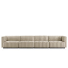 Modway Conjure 4-Piece Channel Tufted Upholstered Fabric Sofa