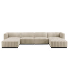 Modway Conjure 6-Piece Channel Tufted Upholstered Fabric Sectional Sofa