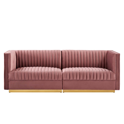 Modway Sanguine Channel Tufted Performance Velvet Modular Sectional Sofa Loveseat  