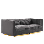 Modway Sanguine Channel Tufted Performance Velvet Modular Sectional Sofa Loveseat  