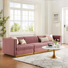 Modway Sanguine Channel Tufted Performance Velvet 3-Seat Modular Sectional Sofa