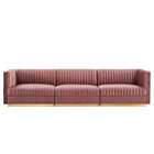 Modway Sanguine Channel Tufted Performance Velvet 3-Seat Modular Sectional Sofa