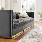 Modway Sanguine Channel Tufted Performance Velvet 3-Seat Modular Sectional Sofa