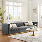 Modway Sanguine Channel Tufted Performance Velvet 3-Seat Modular Sectional Sofa