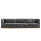 Modway Sanguine Channel Tufted Performance Velvet 3-Seat Modular Sectional Sofa