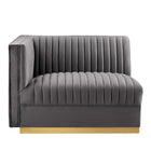 Modway Sanguine Channel Tufted Performance Velvet 3-Seat Modular Sectional Sofa