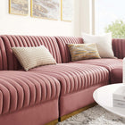 Modway Sanguine 4-Piece Channel Tufted Performance Velvet Modular Sectional Sofa