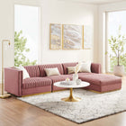 Modway Sanguine 4-Piece Channel Tufted Performance Velvet Modular Sectional Sofa