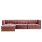 Modway Sanguine 4-Piece Channel Tufted Performance Velvet Modular Sectional Sofa
