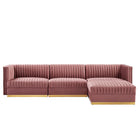 Modway Sanguine 4-Piece Channel Tufted Performance Velvet Modular Sectional Sofa