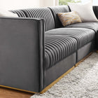 Modway Sanguine 4-Piece Channel Tufted Performance Velvet Modular Sectional Sofa