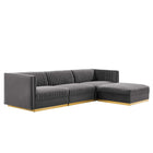 Modway Sanguine 4-Piece Channel Tufted Performance Velvet Modular Sectional Sofa  