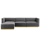Modway Sanguine 4-Piece Channel Tufted Performance Velvet Modular Sectional Sofa