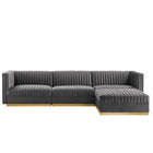 Modway Sanguine 4-Piece Channel Tufted Performance Velvet Modular Sectional Sofa