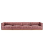 Modway Sanguine Channel Tufted Performance Velvet 4-Seat Modular Sectional Sofa
