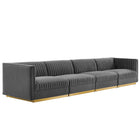 Modway Sanguine Channel Tufted Performance Velvet 4-Seat Modular Sectional Sofa  