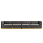 Modway Sanguine Channel Tufted Performance Velvet 4-Seat Modular Sectional Sofa
